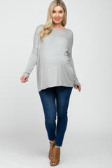 Heather Grey Dolman Sleeve Maternity Tunic Top