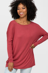 Rust Dolman Sleeve Maternity Tunic Top