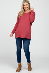 Rust Dolman Sleeve Maternity Tunic Top