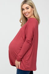 Rust Dolman Sleeve Maternity Tunic Top