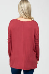 Rust Dolman Sleeve Maternity Tunic Top