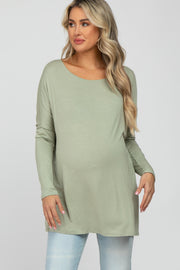 Light Olive Dolman Sleeve Maternity Tunic Top