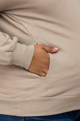 Taupe Pocketed Plus Maternity Sweatshirt