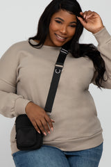 Taupe Pocketed Plus Maternity Sweatshirt