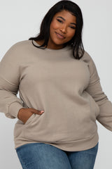 Taupe Pocketed Plus Sweatshirt