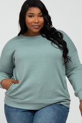 Mint Pocketed Plus Maternity Sweatshirt