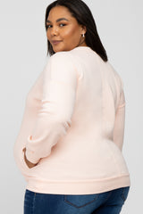 Light Pink Pocketed Plus Maternity Sweatshirt