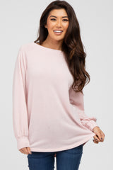 Light Pink Knit Long Sleeve Top