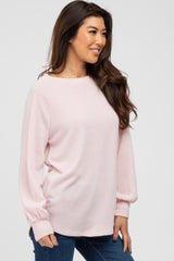 Light Pink Knit Long Sleeve Top