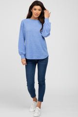 Blue Knit Long Sleeve Top