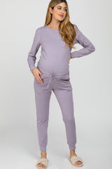 Lavender Soft Knit Jogger Maternity Lounge Set