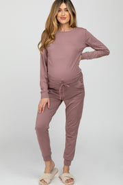 Mauve Soft Knit Jogger Maternity Lounge Set