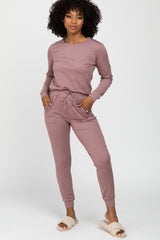 Mauve Soft Knit Jogger Lounge Set