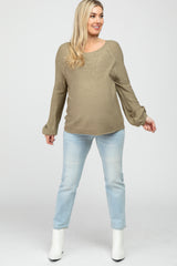 Olive Knit Lightweight Maternity Sweater