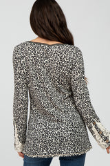 Ivory Animal Print Waffle Knit Top