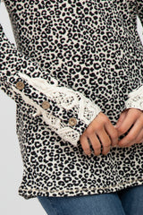 Ivory Animal Print Waffle Knit Top