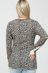 Ivory Animal Print Waffle Knit Maternity Top