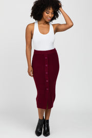 Burgundy Sweater Knit Midi Skirt