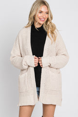 Beige Chunky Knit Cardigan