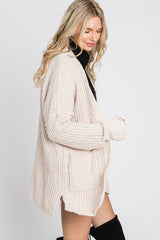 Beige Chunky Knit Cardigan