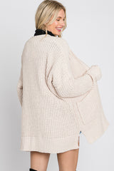 Beige Chunky Knit Cardigan