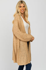 Beige Open Knit Cardigan Sweater