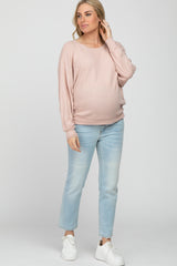 Light Pink Dolman Sleeve Brushed Knit Maternity Top