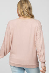 Light Pink Dolman Sleeve Brushed Knit Maternity Top