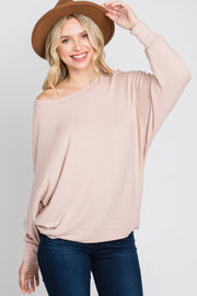 Light Pink Dolman Sleeve Brushed Knit Top