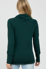 Forest Green Drawstring Cowl Neck Maternity Top