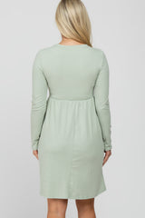 Mint Ribbed Knit Long Sleeve Maternity Dress