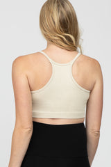 Ivory Ribbed Racerback Maternity Sports Bra