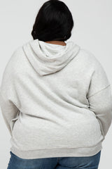 Beige Side Pocket Hooded Plus Sweatshirt