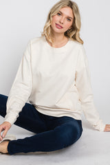 Ivory Long Sleeve Side Pocket Sweatshirt