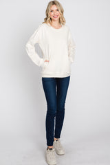 Ivory Long Sleeve Side Pocket Sweatshirt