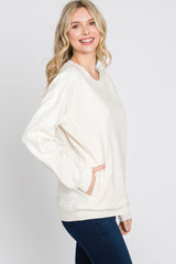 Ivory Long Sleeve Side Pocket Sweatshirt