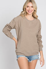 Taupe Long Sleeve Side Pocket Sweatshirt