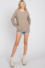 Taupe Long Sleeve Side Pocket Sweatshirt