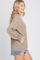 Taupe Long Sleeve Side Pocket Sweatshirt