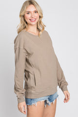 Taupe Long Sleeve Side Pocket Sweatshirt