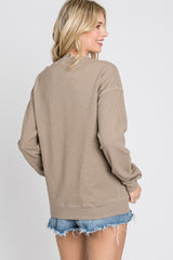 Taupe Long Sleeve Side Pocket Sweatshirt