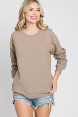 Taupe Long Sleeve Side Pocket Sweatshirt