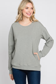 Grey Long Sleeve Side Pocket Sweatshirt