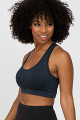 Black Ribbed Racerback Sports Bra