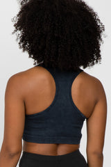 Black Ribbed Racerback Sports Bra