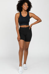 Black Vintage Wash Ribbed Sports Bra