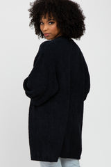 Black Soft Knit Bubble Sleeve Cardigan