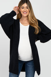 Black Soft Knit Bubble Sleeve Maternity Cardigan