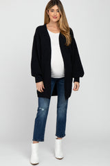 Black Soft Knit Bubble Sleeve Maternity Cardigan