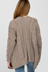 Taupe Cable Knit Maternity Cardigan